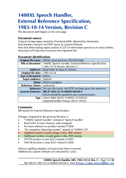 1400XL Speech Handler, External Reference Specification, 1983-10-14 Version, Revision C, BKUP-1983-10-14-MEMO-0018A-F