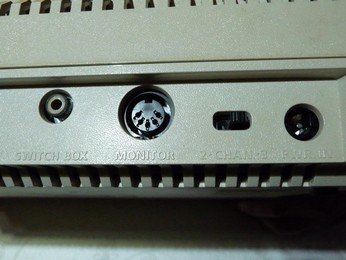 Atari 1200XL Rear close-up #2, with 5-pin 180° DIN Monitor socket