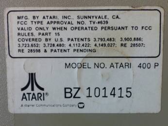 Peritel Atari 400 Computer #1, Sticker close-up