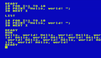 Peritel Atari 800, Order of colours generated by the PERITEL Atari, BASIC