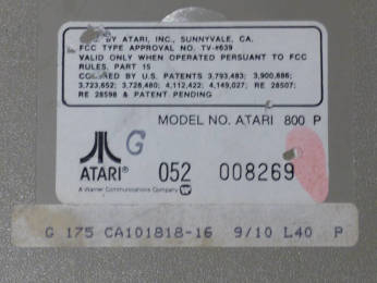 Early Peritel Atari 800, serial number